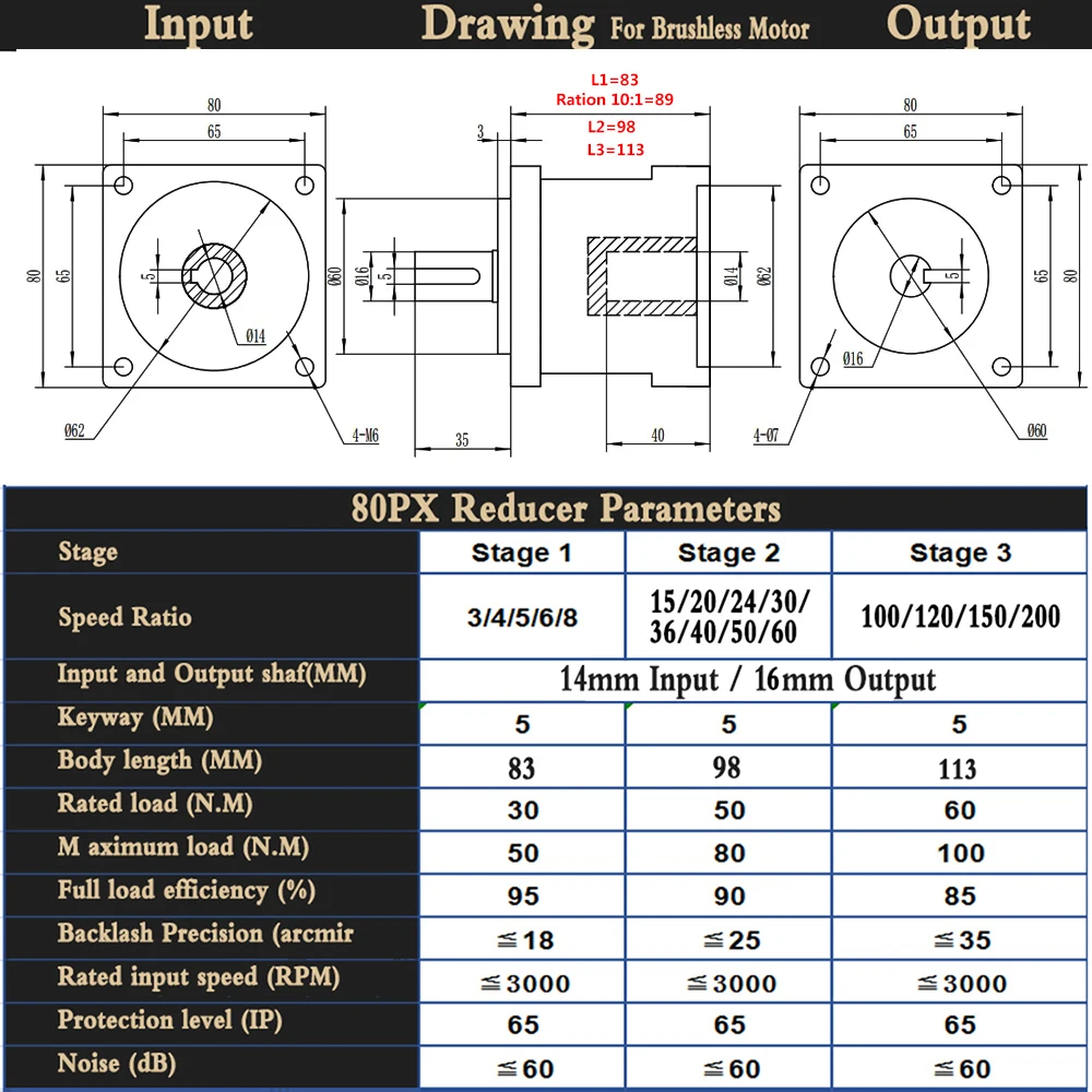 Imagem -06 - Engrenagem Planetária Servo Motor Engrenagem 80 mm Entrada e Saída 19 mm Razão 3:15:110.56:1216 Redutor de Velocidade para Servomotor Cnc