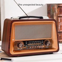 R-2066BT Retro FM AM SW Band Radio Wooden Rechargeable with Wireless Bluetooth Speaker Function Desktop HIFI MP3 Music Player