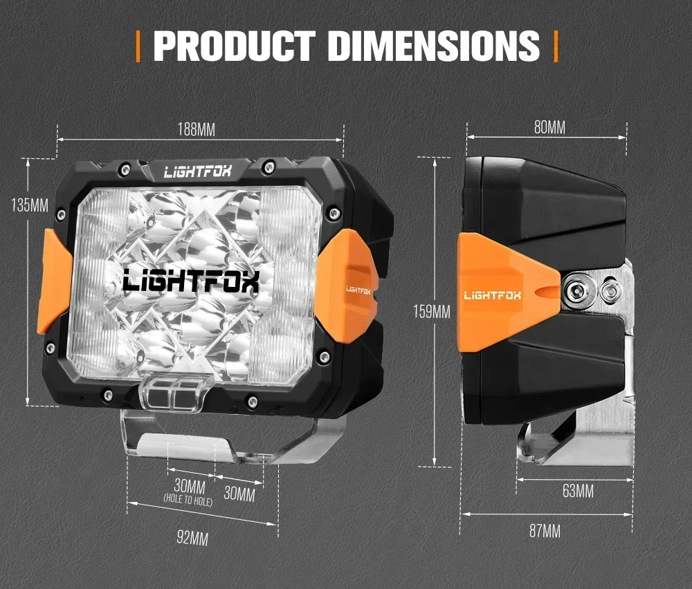 LIGHTFOX 160W LED ضوء العمل 9 بوصة مكعب ضوء العمل جراب 4x4 على الطرق الوعرة LED القيادة الخفيفة