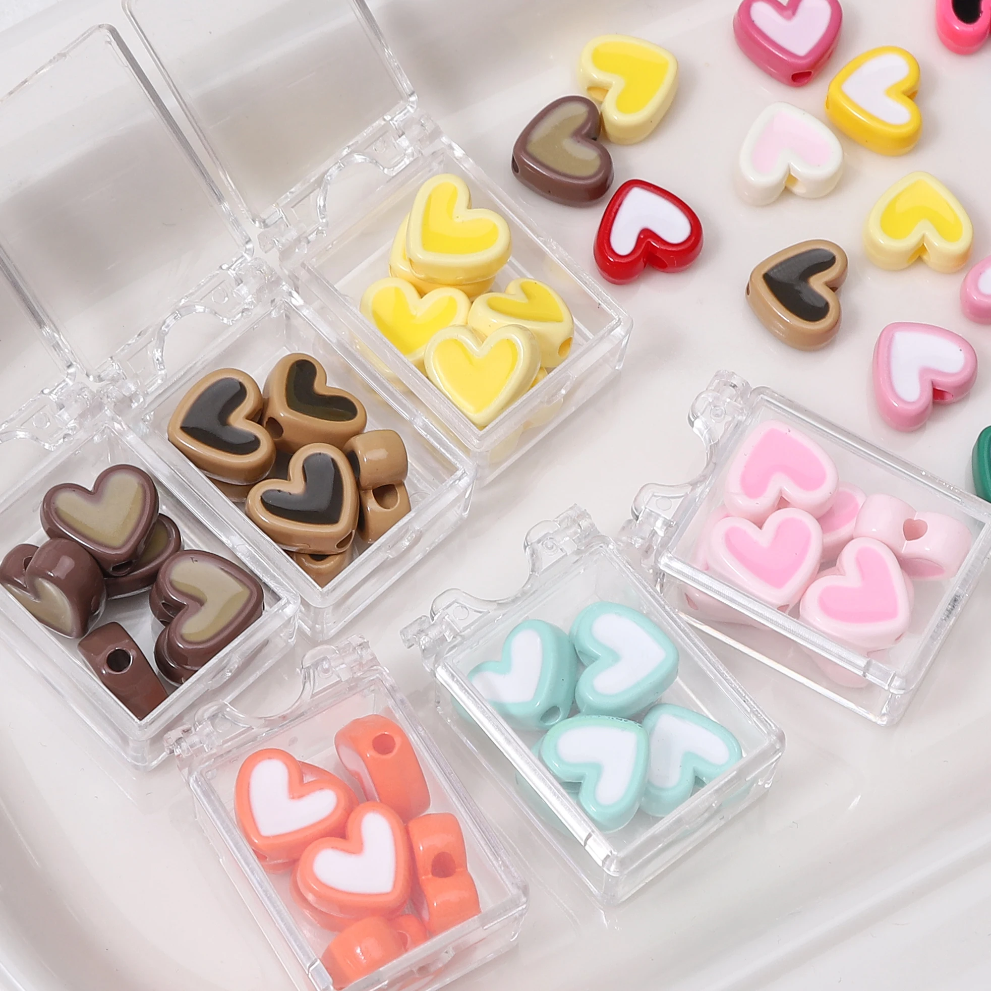 5/20Pcs 12x10mm Two-Color Acrylic Spray Paint Oil Drop Heart-Shaped Beads For DIY Necklace Bracelet Jewelry Making Supplies