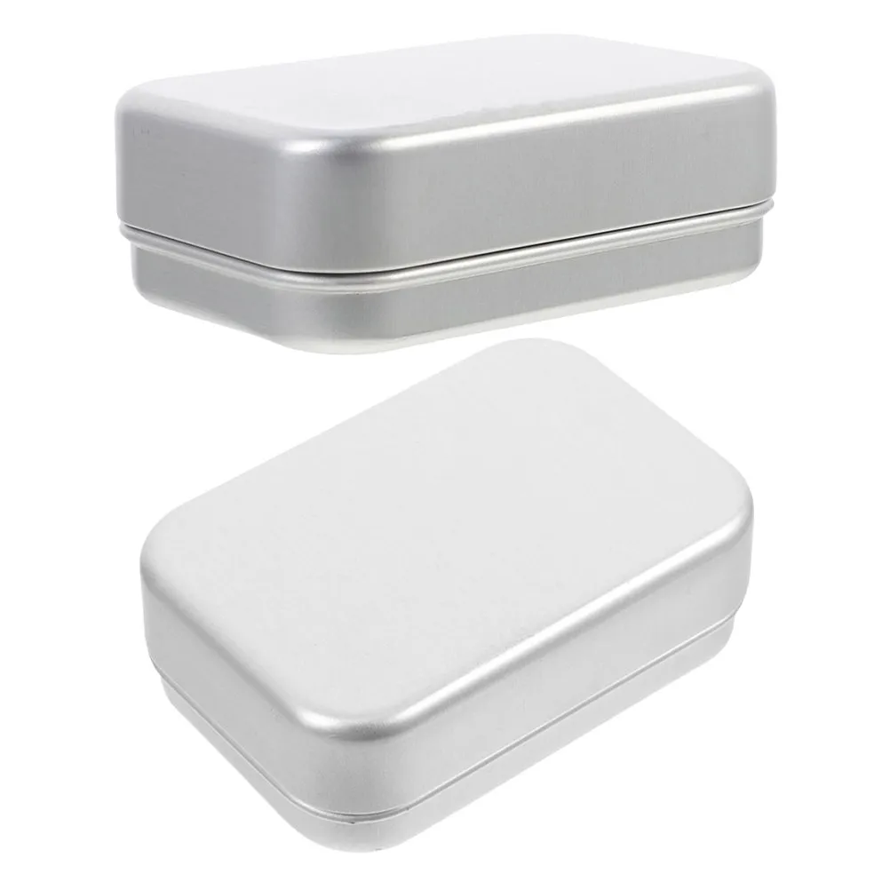 

2Pcs Large Rectangular Soap Box Self Draining Dual Layer Soap Dish Metal Tin Lid Bathroom Travel Storage Container