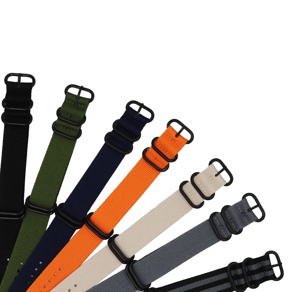 

1pc Nylon Canvas Watch 24Mm Black Adjustable Replacement Band For Smart Watch Durable Watchband Wrist Strap Canvas Band Strap