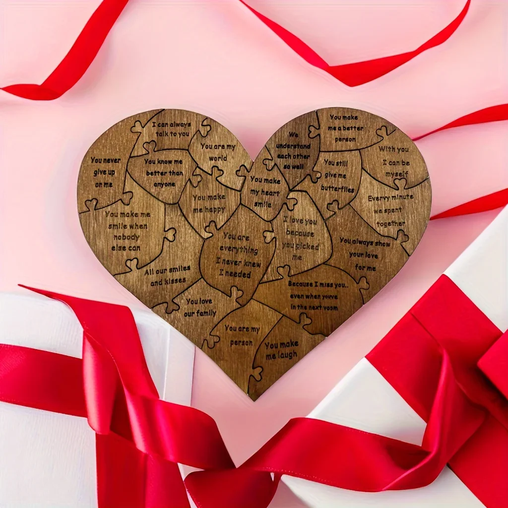 20 Reasons Why I Love You Wooden Heart Puzzle Valentine's Day Gift Unique Gift for Wife Husband Wedding Anniversary