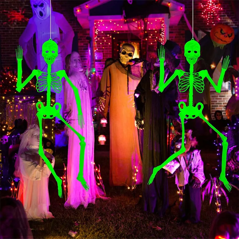 

Halloween Hanging Luminous Skeletons Decoration To Party 90cm Multiple Sizes Joints Adjustable High Quality Pvc Material