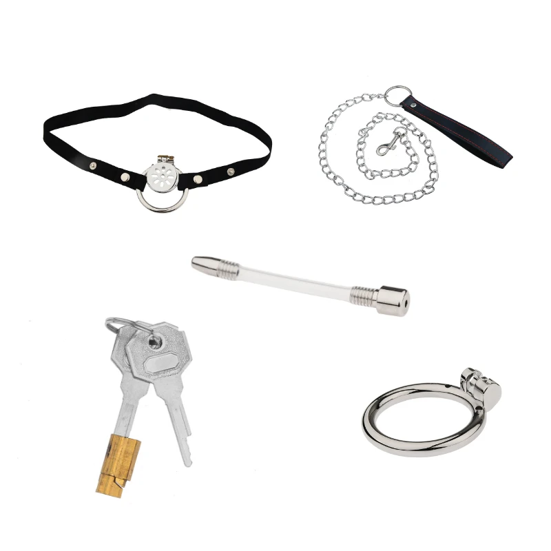 Cinturón de castidad para hombre, accesorios sexuales, cuerda de acción de Metal, anillo de cierre de jaula, productos sexuales, bloqueo de catéter uretral y llave, juguetes para adultos