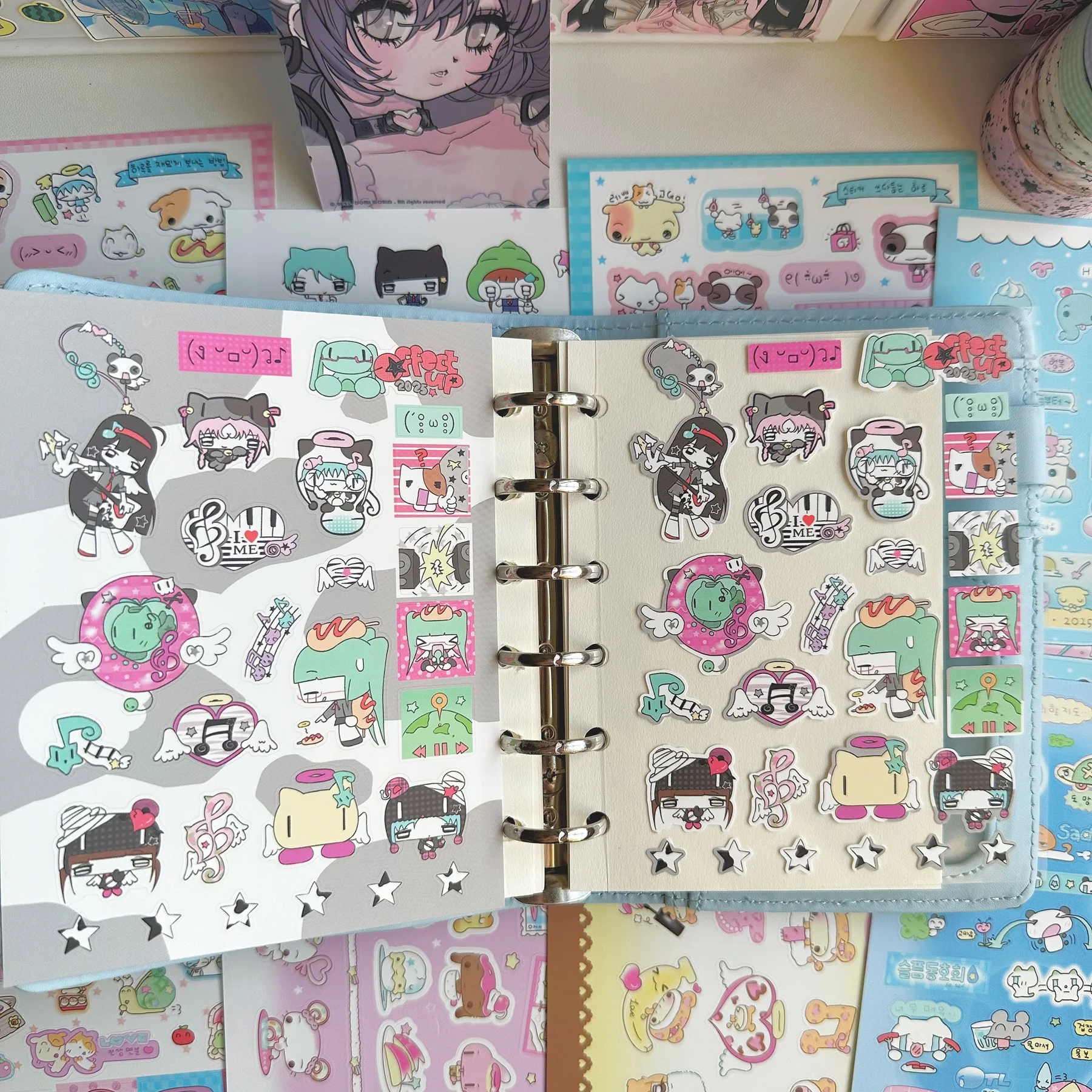 1/9PCS Korean Cartoon Animal Cute Daily Stickers Cute Girl Sticker Hand Account Diary Notebook Scrapbook DIY Decorative Stickers