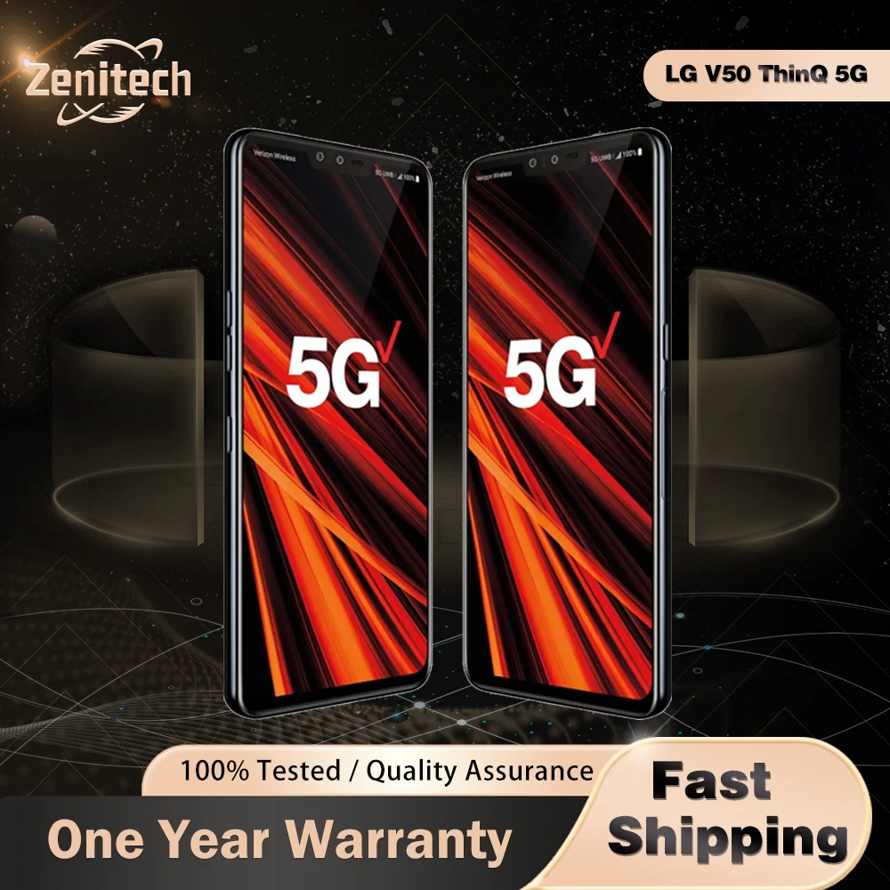 LG V50 ThinQ 4G LTE 5G هاتف محمول 6.4 '6GB + 128GB ROM كاميرا أمامية مزدوجة ثلاثية الأصابع خلفية غير مقفلة هاتف LG V50 #1