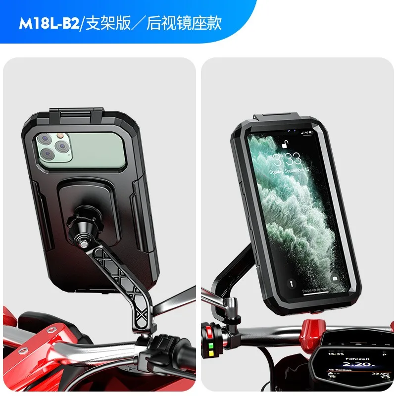 Motorrad Telefon Halterung Wasserdichte Telefon Halter mit TPU Touchscreen Abnehmbare Lenker Montieren Rückspiegel