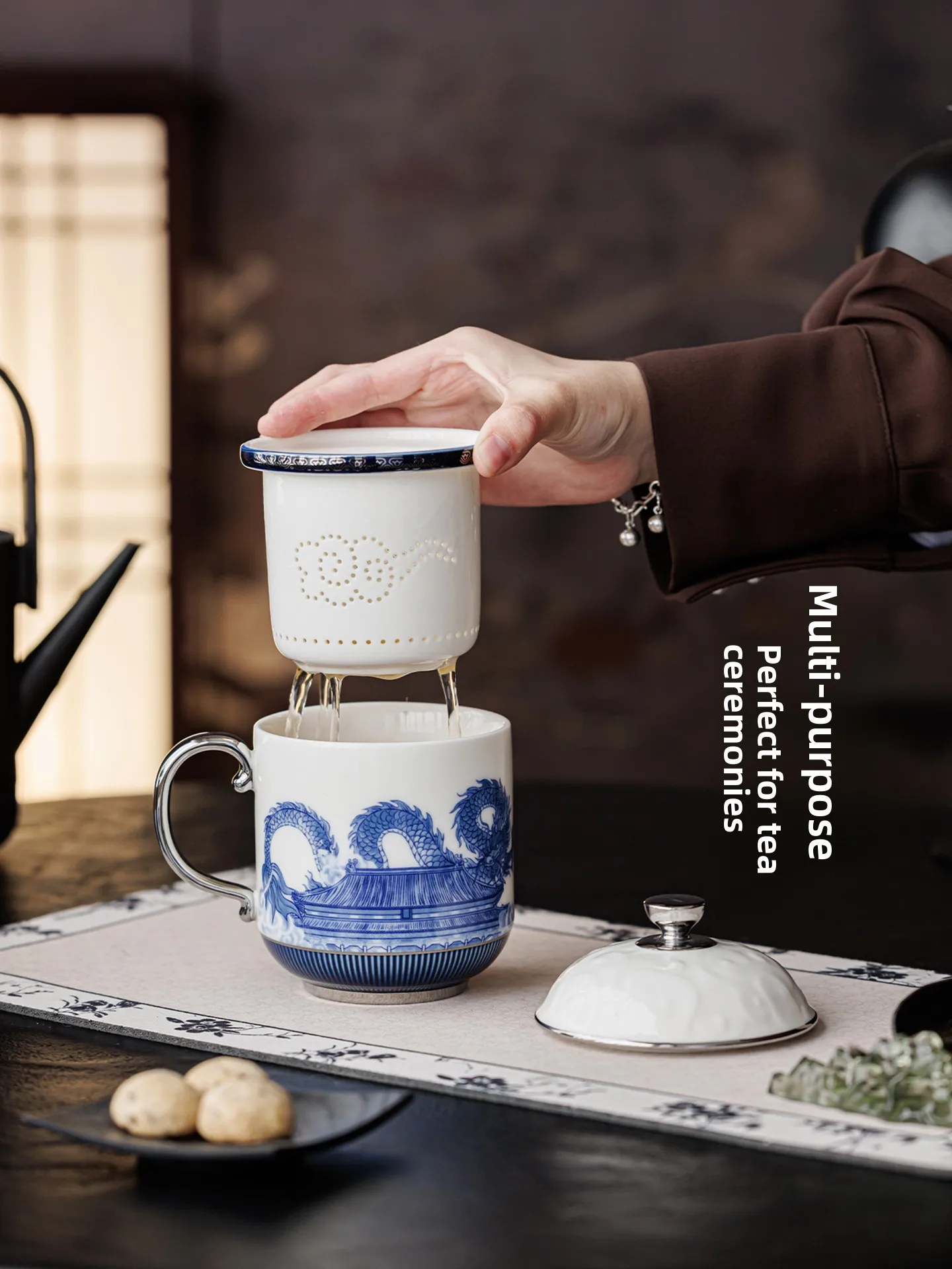 New Purple Dragon Ceramic Tea Cup Tea Water Separation Office Cup Dad Retirement Birthday Gift Chinese Style Creative Cultura...