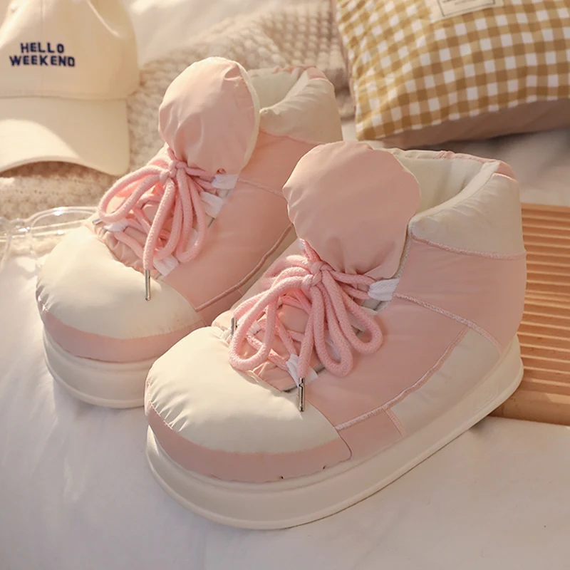 Cotton Slippers For Women 2024 Winter Home Shoes Anti Slip Thick Sole Warm Plush Cotton Shoes For Women Slippers