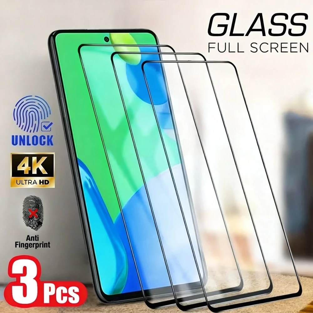 

3Pcs Full Cover Tempered Glass for Samsung Galaxy A57 A56 A55 A53 A37 A36 Screen Protector for Samsung A07 A15 A16 A17 A25 A26