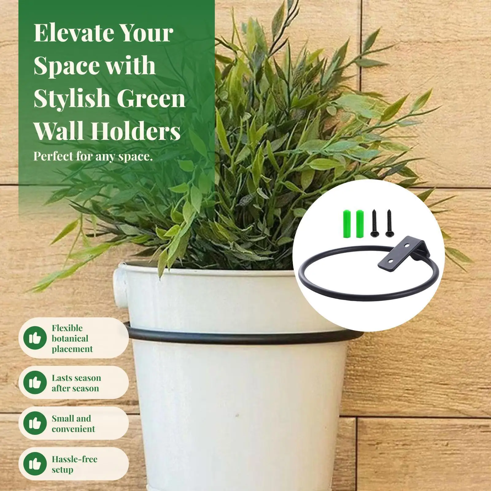 Iron Flower Pot Holder Rings Collapsible Wall Mounted Planter Hook for Interior Decorative Flowerpot