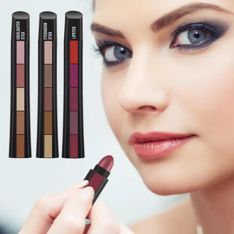 Matter Lippenstift, 5-in-1-Lippenstift-Set, hoch nackter Lippenstift, matt, wasserfest, langlebig, Lippen-Make-up, antihaftbeschichteter Lippenstift für Frauen