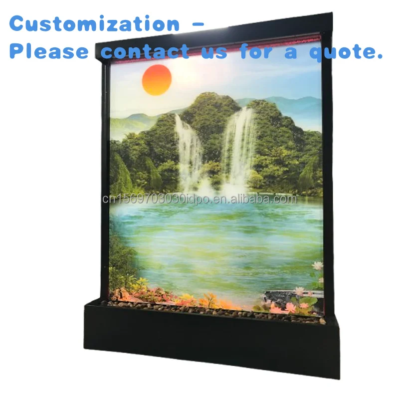 

custom.New Arrival Indoor 2.1*1.2M Stainless Steel Metal Floor Features Fountain Contemporary Design Indoor Waterfal