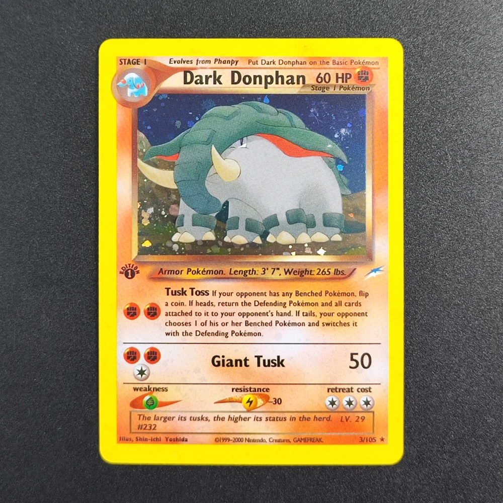 

Proxy Pokemon Card EN Gym Challenge 1st Dark Donphan 3/105 Super Rare Collectibles Card Single Classic Anime Cards Toys