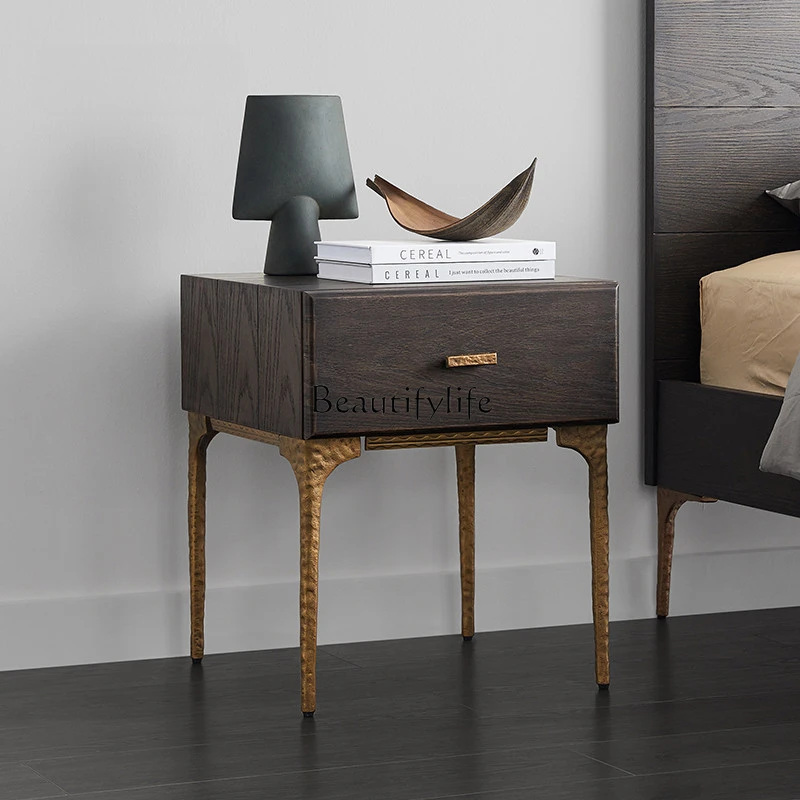 

Light Luxury Post-Modern Imported Solid Wood Bedside Cabinet Nordic Retro Living Room B & B Side Table