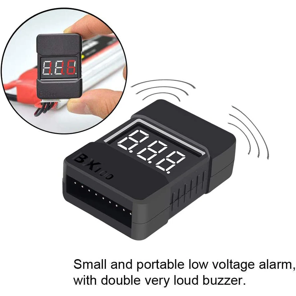 Lipo Battery Tester BX100 RC 1-8S Low Voltage Buzzer Alarm Sound Warning Checker with LED Indicator for Lipo Li-ion Battery