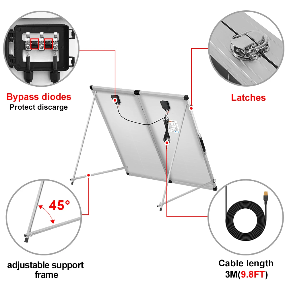 Dokio 18V 160W Rigid Foldable Solar Panel China 18V 10A 12V Controller Panel Solar Easy to Carry Cell/System Charger