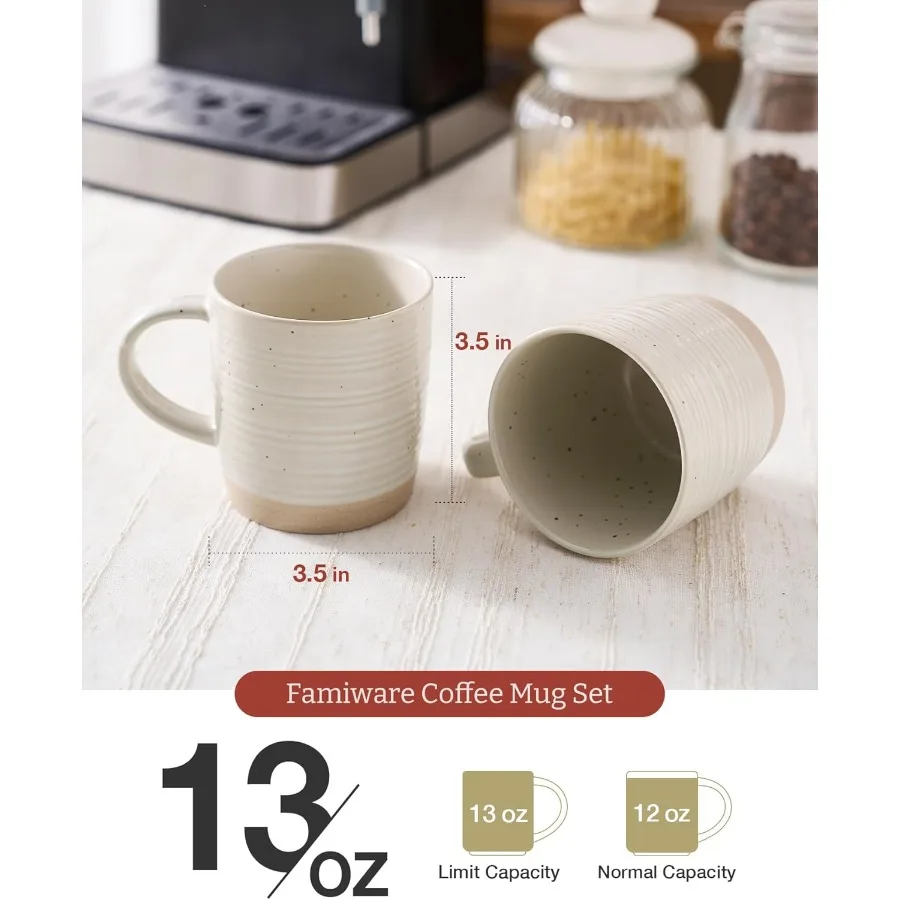 Conjunto de 6 canecas de café cerâmicas com alça, capacidade de 13 onças para café, chá, cacau, leite, série constelação em bege, ideal para casa