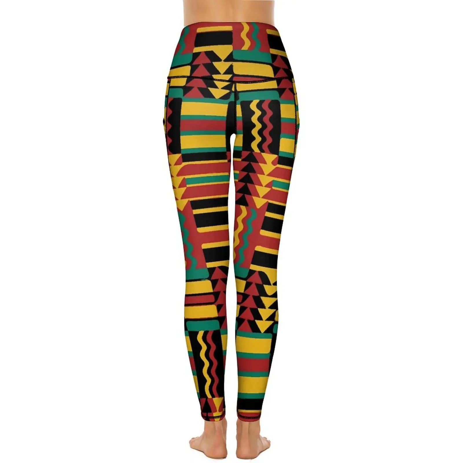 Kente-Pantalon de yoga géométrique vintage, leggings graphiques, collants de sport, collants push-up, sexy, rétro, couleurs Rasta, mode