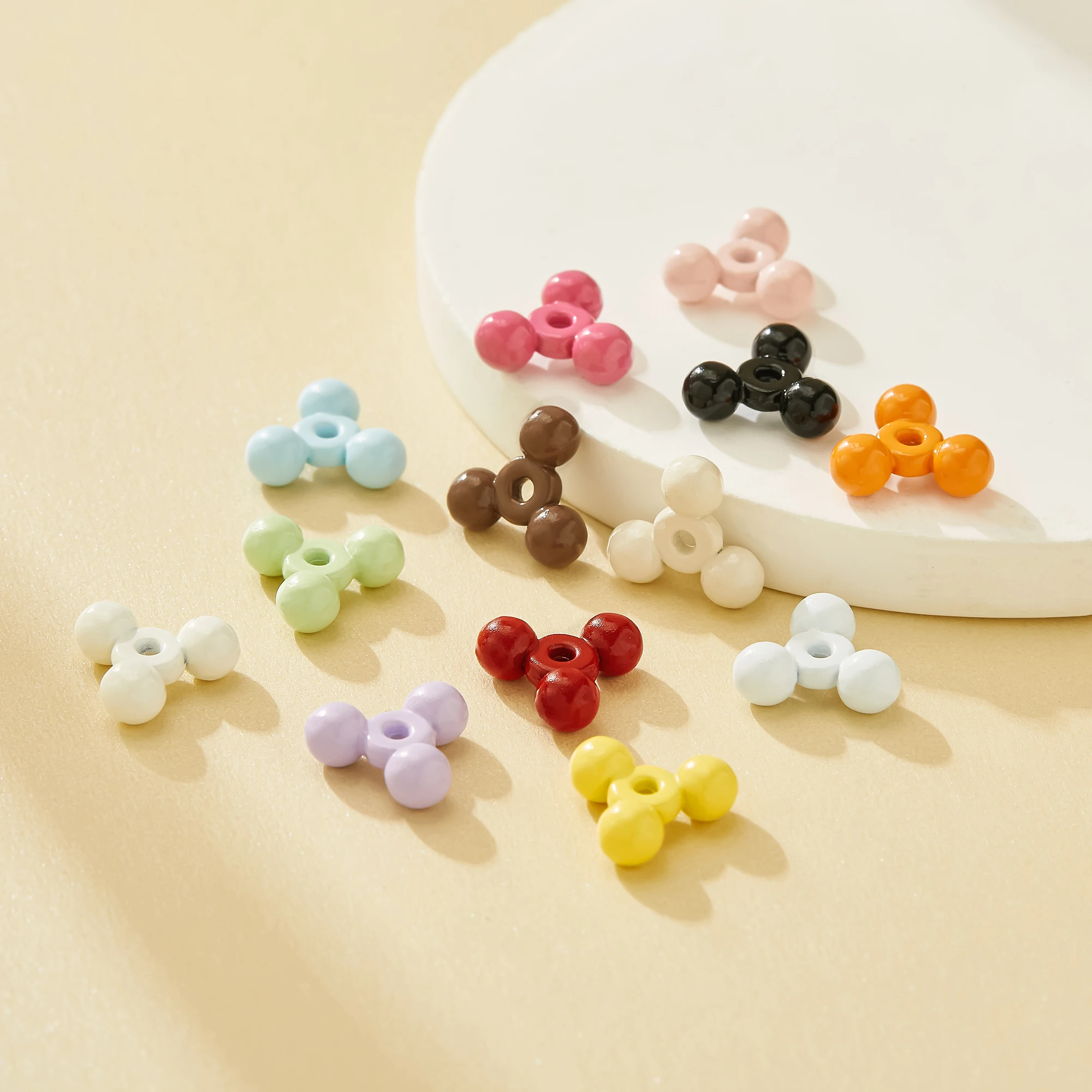 Triangle Zinc Alloy Enameled Beads Spacer For Bracelets Phone Lanyards Pendant DIY Glossy Dopamine Macaron Candy Color 4160121