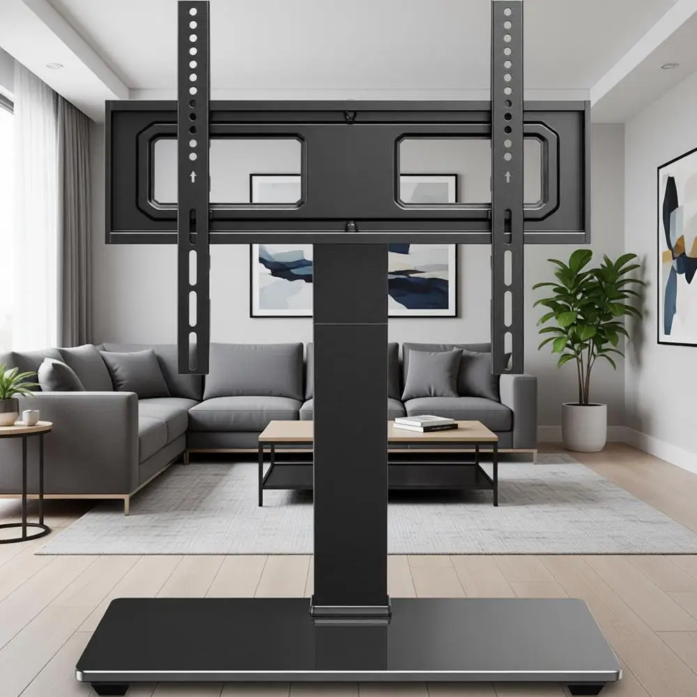 

Поворотная подставка для телевизоров с диагональю 32–70 дюймов, регулируемая по высоте настольная подставка, основание из закаленного стекла, выдерживает до 88 фунтов, максимальное VESA 40.