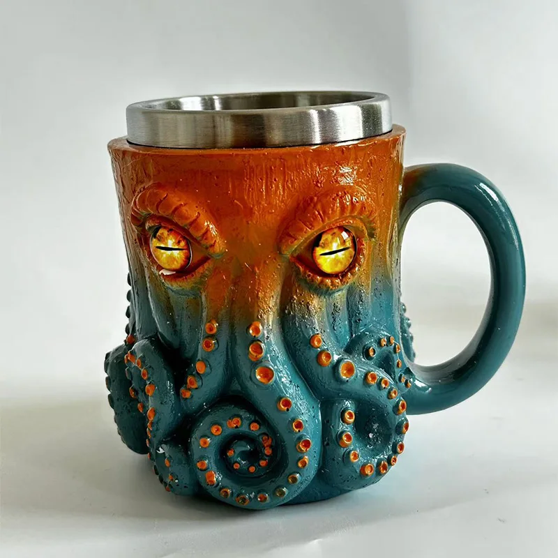 Taza de Cerveza de Acero Inoxidable con Forma de Pulpo, Rara, con Diseño de Animales Marinos, Estilo Gótico, para Fiestas en Casa, Bar, Whisky, Cócteles, Regalo de Navidad