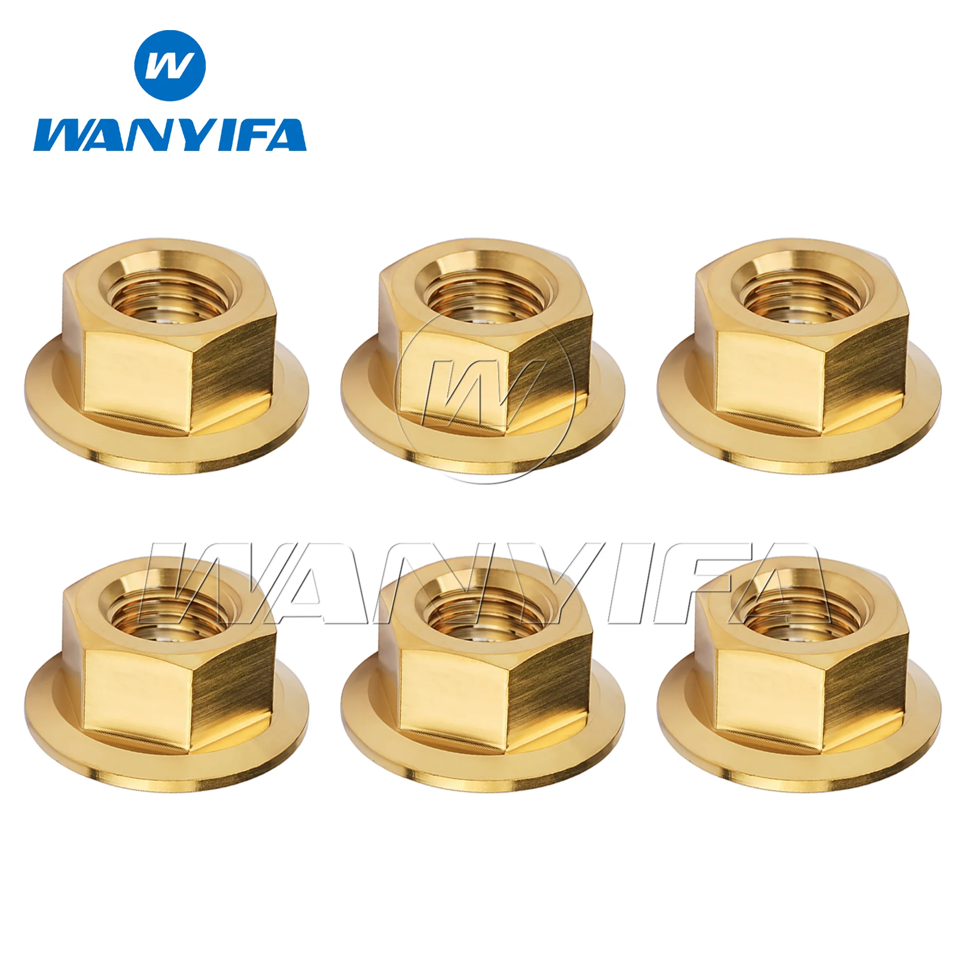 Wanyifa Titanium Nut M6 M8 Standard DIN6923 Metric Gr5 Hex Head Flange Nuts for Car Motorcycle Bike Brake 6pcs/set