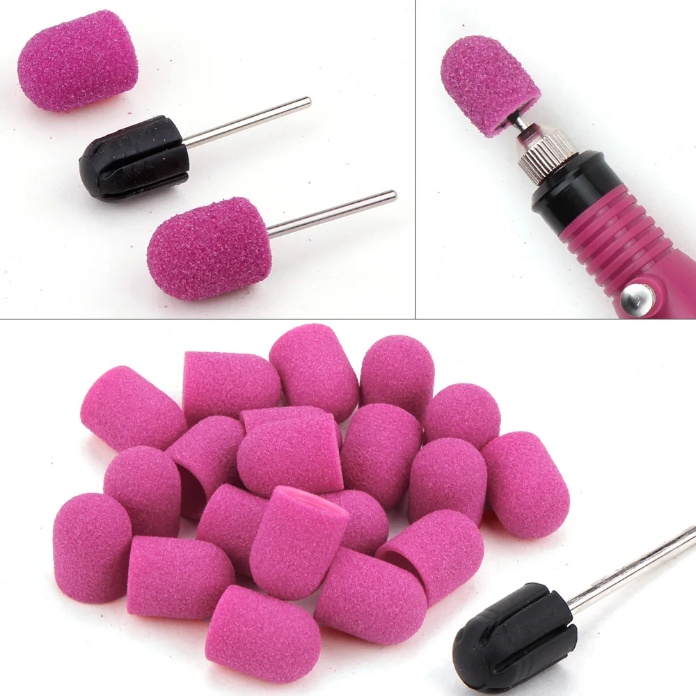 

5Pcs Nail Sanding Caps With Rubber Electric Nail Drill Bit Pedicure Caps Gel Polish Cleaning Grinding Heads Files Manicure Tools