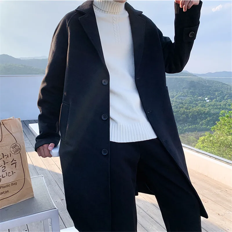 Nice Men Korean Fashion Winter Jacket Coats Wool Coat Mens Oversized Harajuku Overcoat Male Japanese Streetwear Jackets