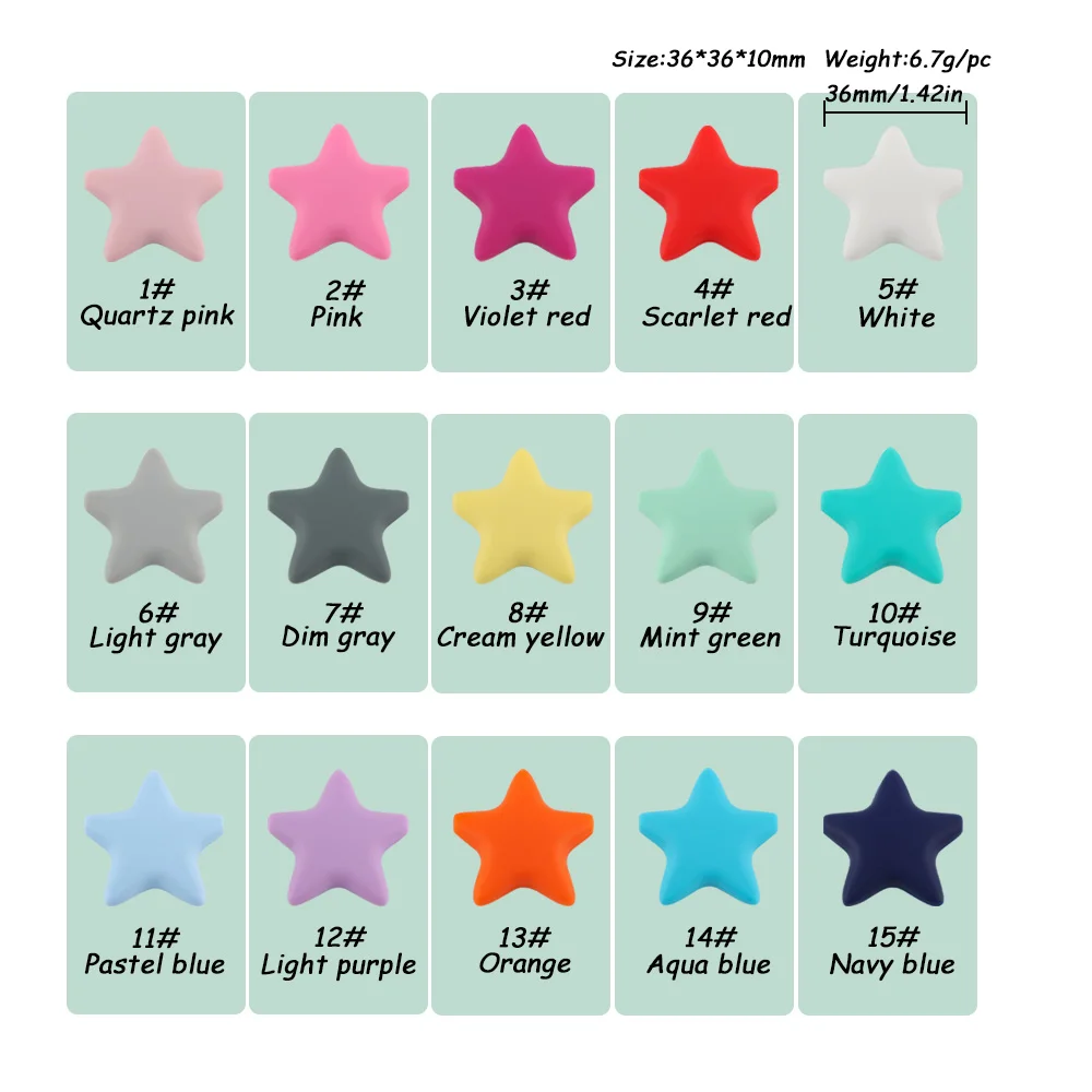 5/10Pcs Star Shaped Silicone Beads Food Grade Baby Teether Chew Beads DIY Bracelet Jewelry Pacifier Chain Accessories Gift