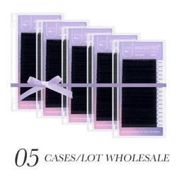 ANNAFRIS Wholesale 5 Cases/Lot 16Rows C D DD Curl Eyelash Extension Natural Mink Individual Premium False Lashes