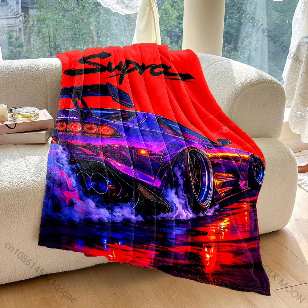 Sports car smoke red background Print Adult Children Warm Blankets Home Travel Car Soft Comfortable Suitable for all seasons