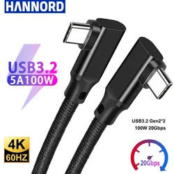 Hannord USB 3.2 Gen2 20Gbps VR Type C Data Cable USB C 4K Video 90 Degrees PD Fast Charging For Laptop Macbook Pro iPad