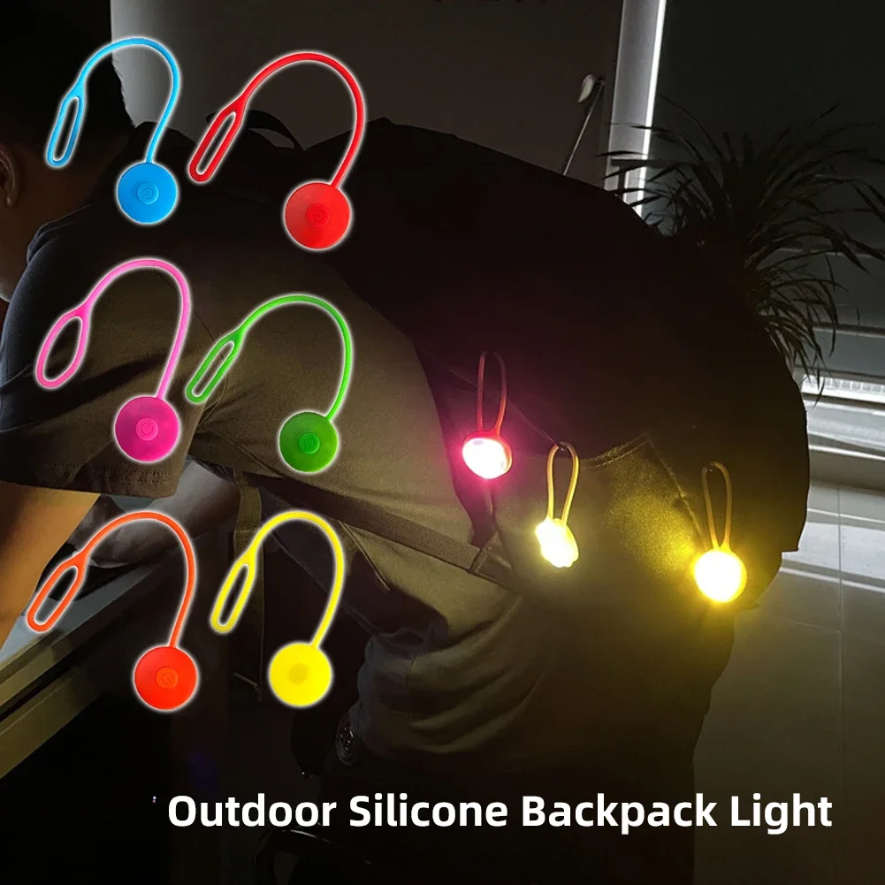 Silicone Safety Signal Lamp Backpack Lights LED Mini Bicycle Light Night Safety Warning Lights Backpack Lights Outdoor