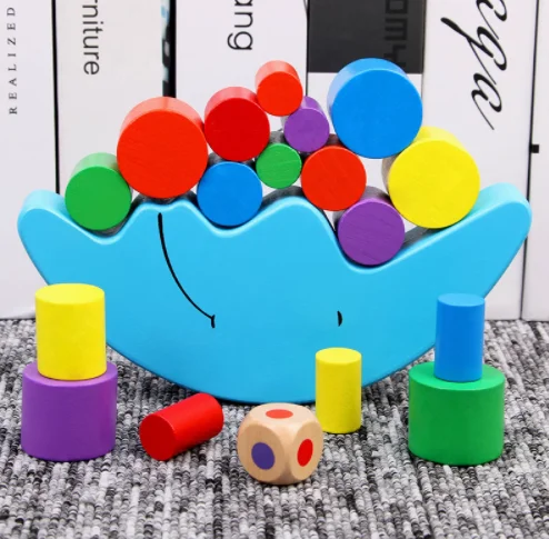 لعبة التوازن الخشبية الزرقاء للأطفال ألعاب تعليمية للأطفال ألعاب خشبية كتل موازنة للأطفال كتل خشبية ملونة