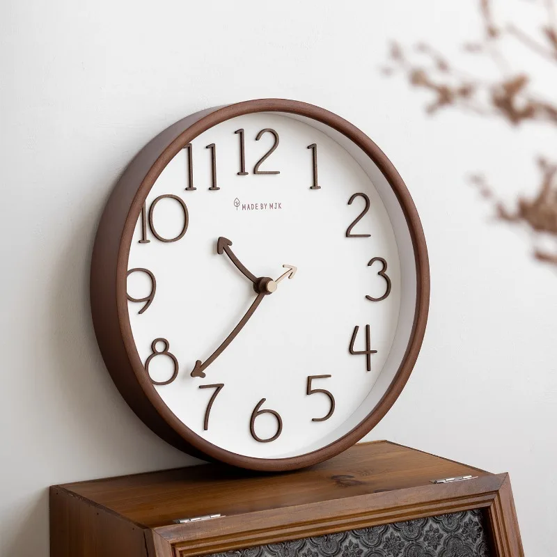 Solid Wood Wall Clocks Silent Cartoon Style Wall Clock Simple Art Practical Modern Clocks Living Room Personalized Home Decor
