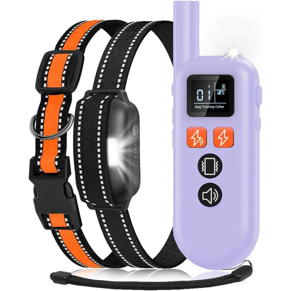 

Dog Training Collar with Remote, Lashing Light, IPX67 Waterproof, 6 Training Modes, Security Lock, for 15-120lbs Dogs