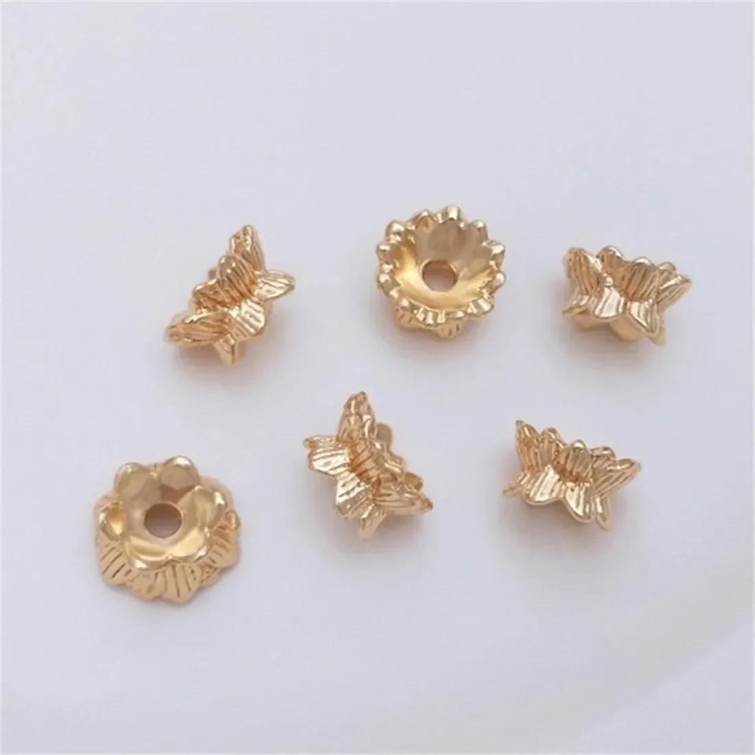 1PC 14K Gold Plated Double Layer Lotus Bead Holder Separated Bead Cap DIY Jewelry Making Materials