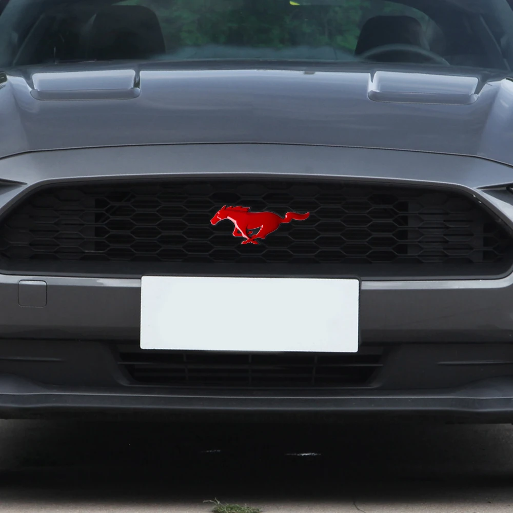 1pc Size S Car Front Grille Trunk Sticker Metal Running Horse Emblem car Accessories For Ford focus Mustang Shelby GT350 GT500