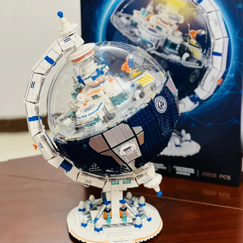 

Globe building blocks, difficult assembly model, children's birthday gift, large size space planet ornament, cool toy