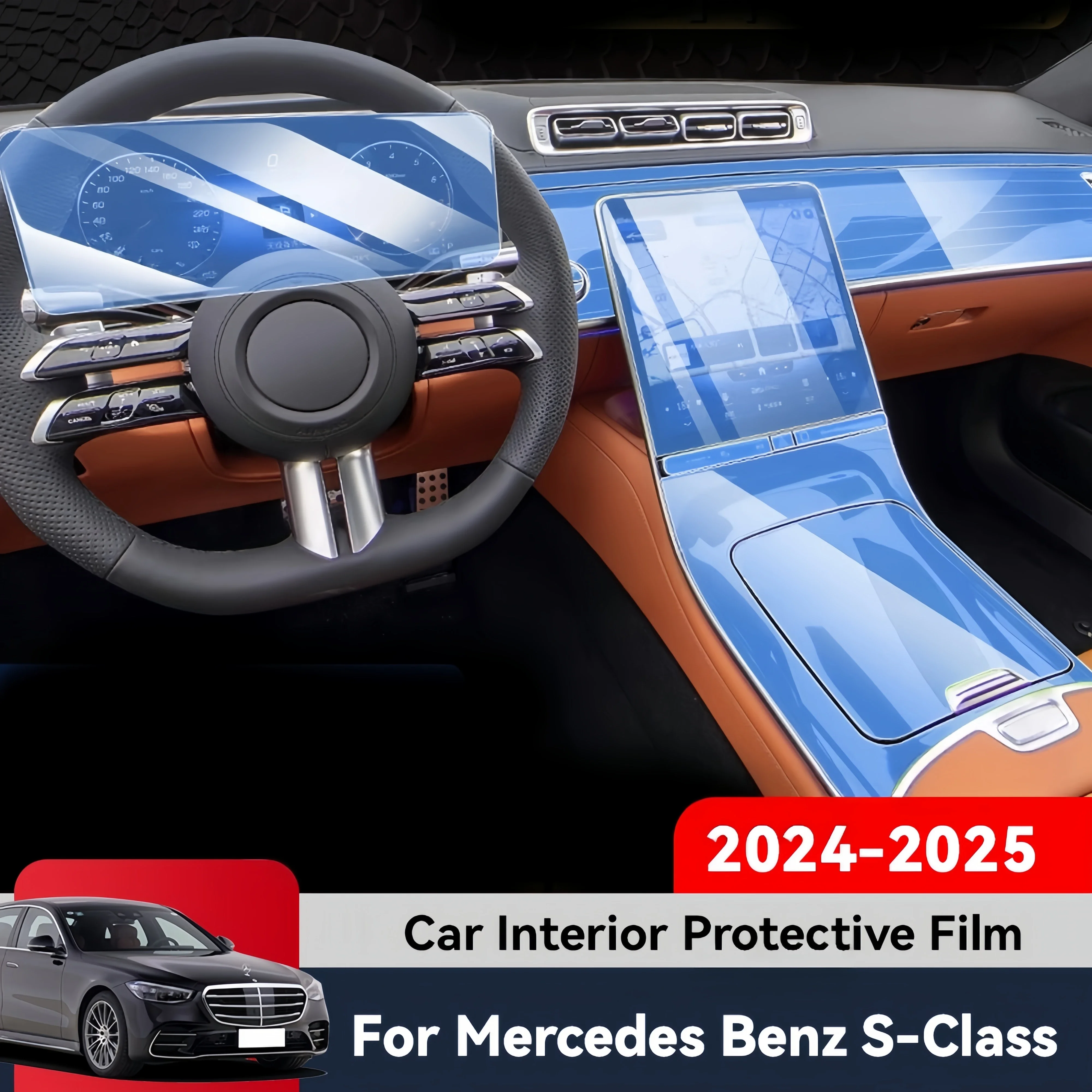 Auto Central Control Screen TPU Navigation Anti Scratch Interior Protection Film GPS For Mercedes Benz S Class 2024 2025