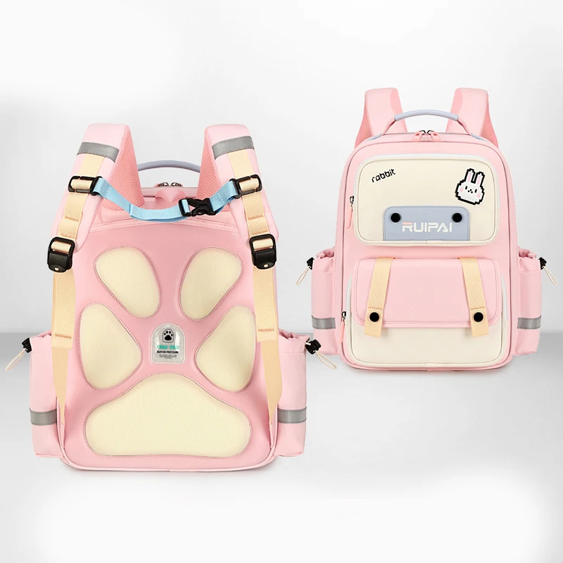 Mochila escolar con diseño de Pata de Gato para niños, morral para estudiantes de primaria, protege la columna vertebral, Reduce el peso, precio de fábrica, nueva