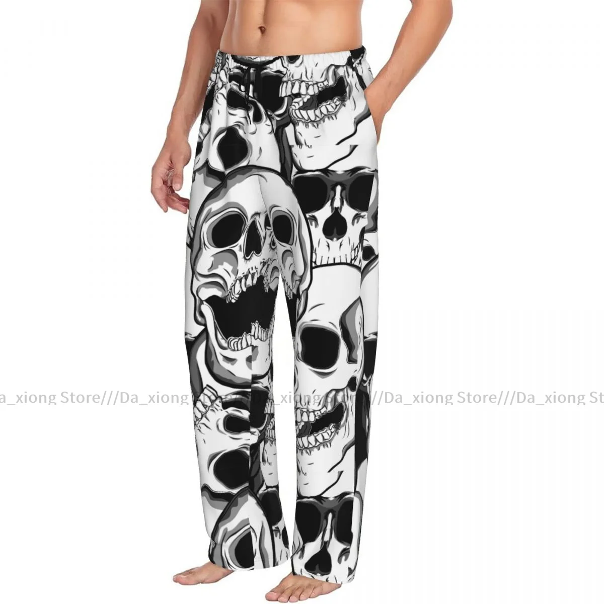 Men Sleep Bottoms Male Lounge Trousers Men's Skull Tattoo Pajama Pants