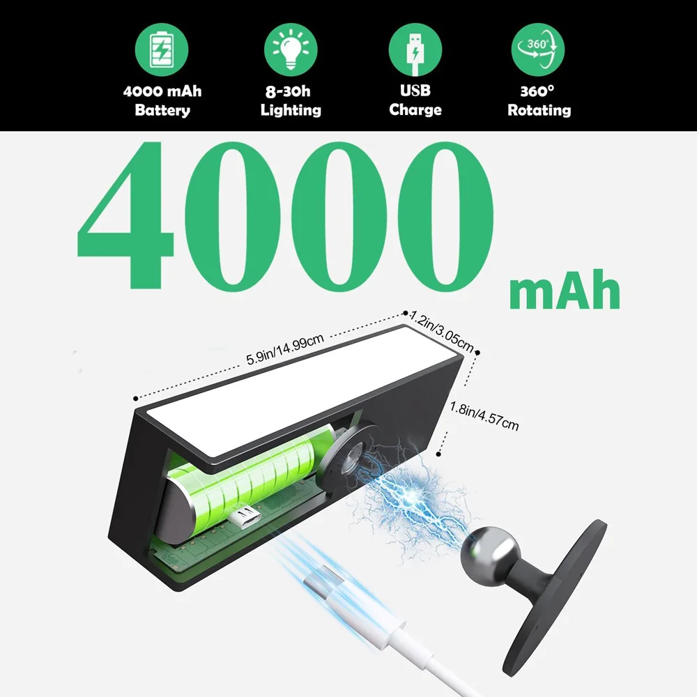 شمعدانات جدارية حديثة قابلة لإعادة الشحن تعمل بالبطارية، مصباح بجانب السرير، شحن USB قابل للإزالة 360 درجة ° تدوير أضواء الجدار المغناطيسي #2