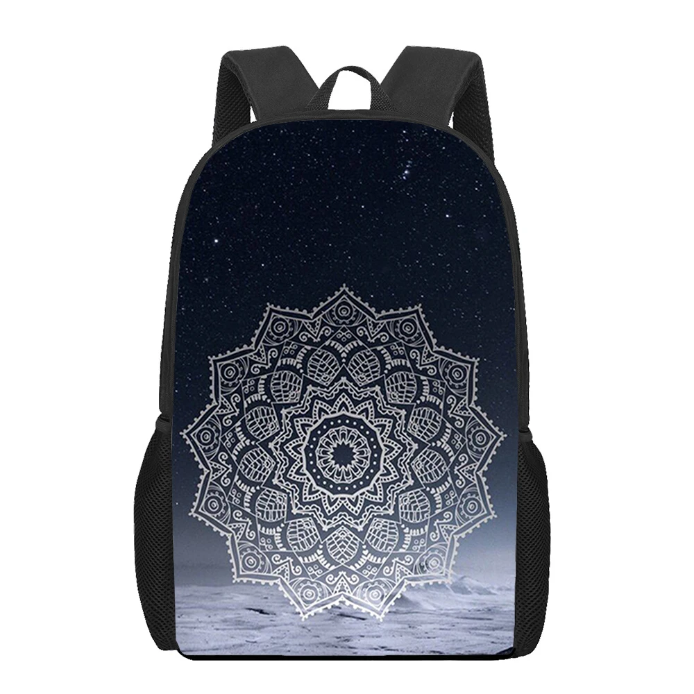 Bohemia Mandala Mochila com 3D Flower Print, mochila escolar, mochila leve para adolescentes, mochila para laptop, viagem, estudo, trabalho, 16"