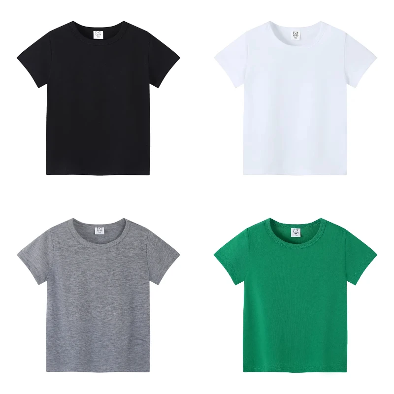 Summer Thin Solid Color Kids T-shirts 2-10T Children Casual Tops Tee Classic Color Blank Hand Drawn Advertising Shirts Wholesale