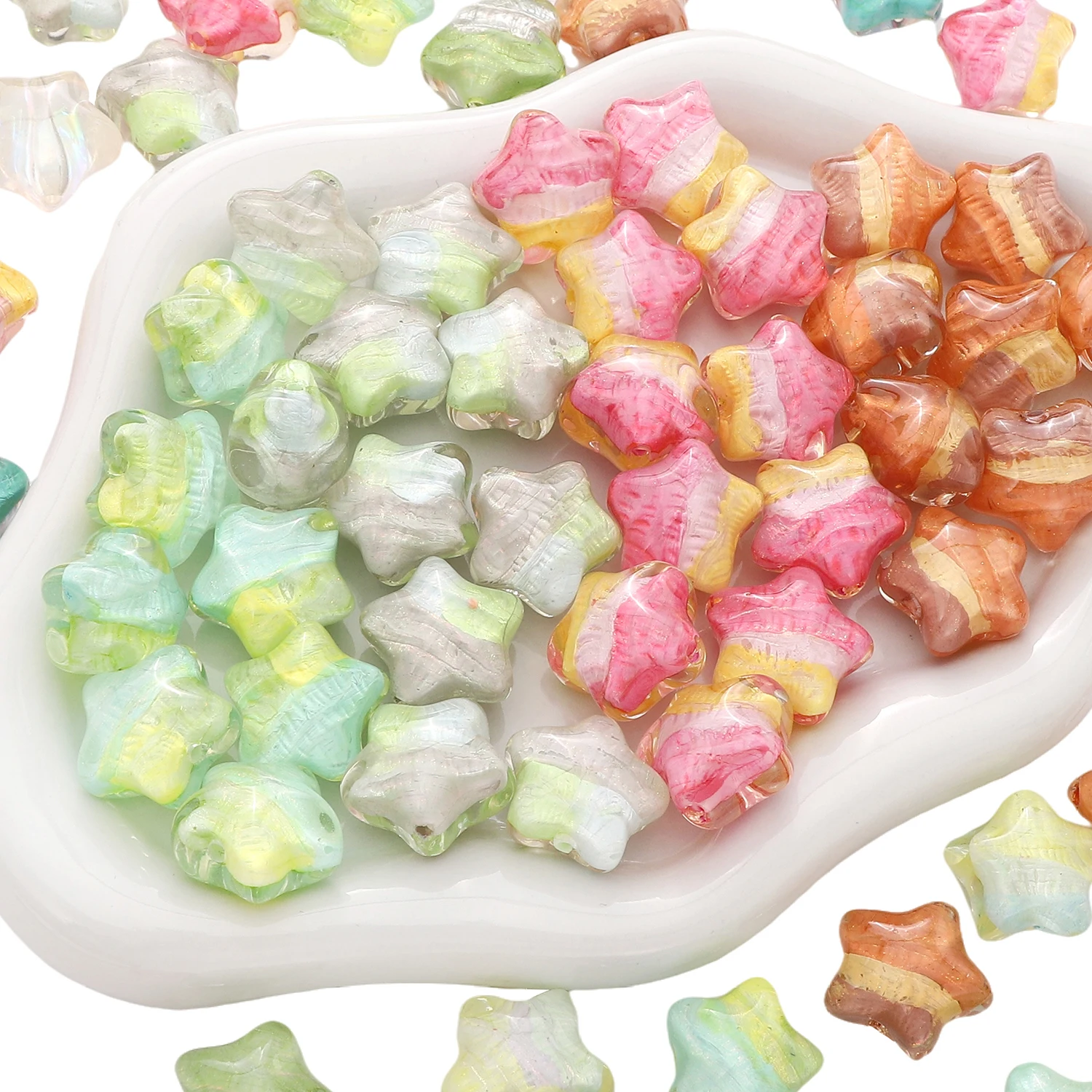 

21x19mm 1pc Beads Oil Painting Stars Cartoon Beads Colorful Spacer Bead For Jewelry Making DIY Bracelet Necklace Accessories