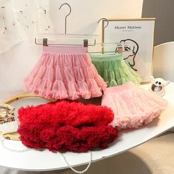 New 2024 Girls Ballet Tutu Skirts 2-6Y 5 Colors Kid's Fluffy Soft Yarn Tulle Skirts Elastic Waistline Dance Skirt