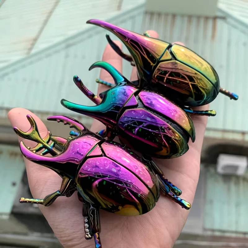 Colorful Beetle Model Ornament, Cool Insect Figurine for Car Dashboard Decor, Garden Decor & Home Display, No Battery Needed